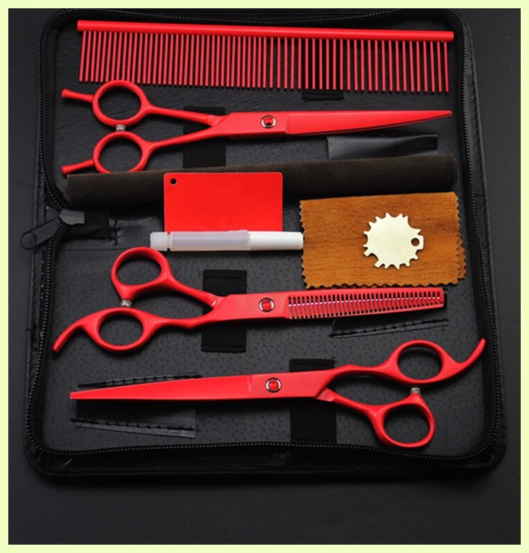 7 inch hair grooming package red